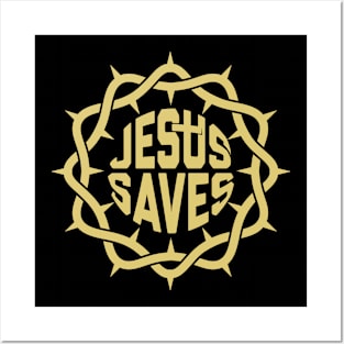 Crown of thorns and the inscription "Jesus saves" Posters and Art